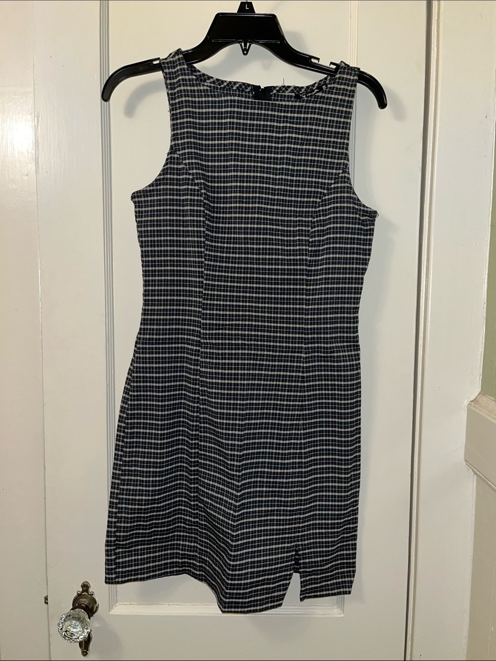 My Michelle Black and Gray Checked Mini Sheath Dress